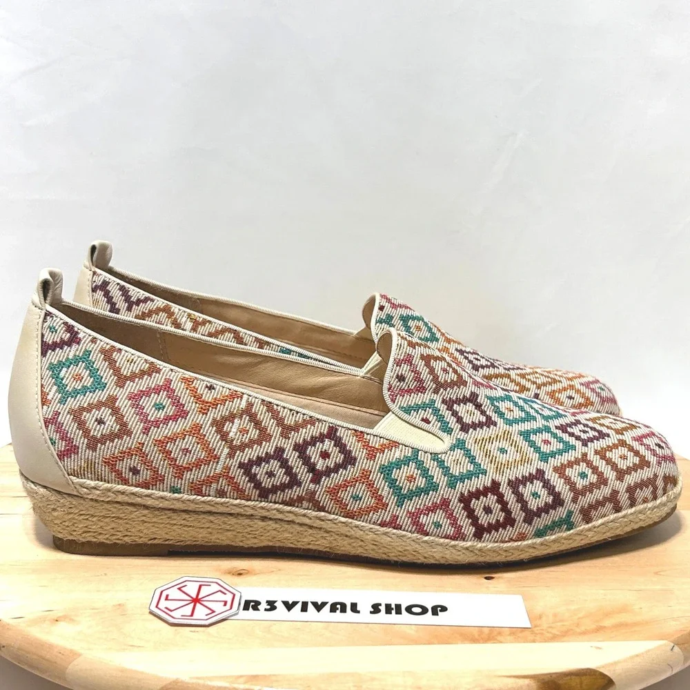 David Tate Womens Sanika Diamond Multicolor Slip-On Espadrille Wedge - Size‎ 11W